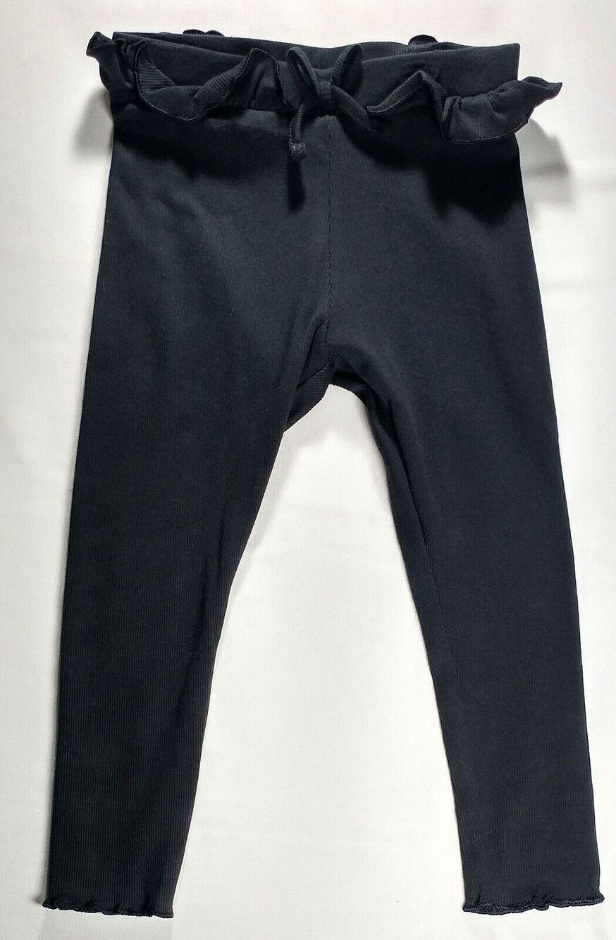 Girls Jumping Beans Leggings Black Ruffled Waist with Bow